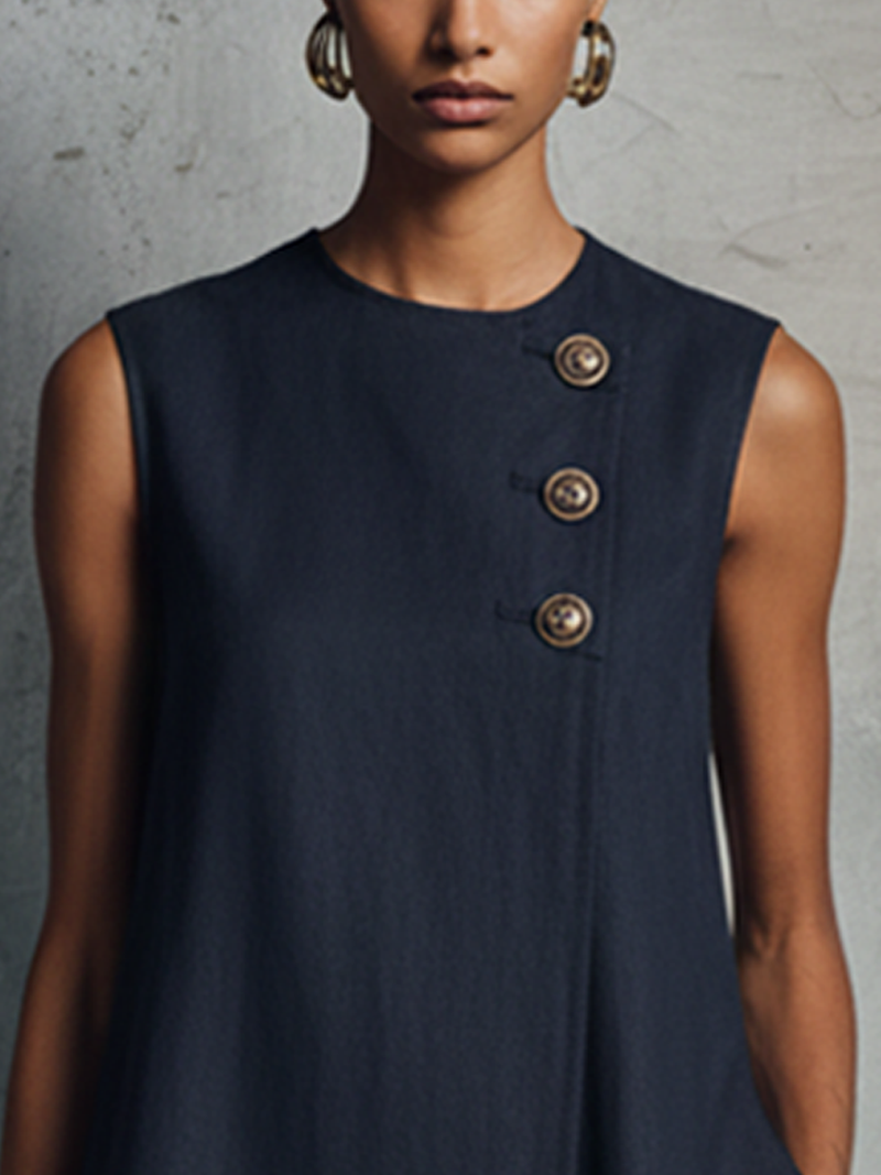 Lucille™ Vestido recto asimétrico con botones