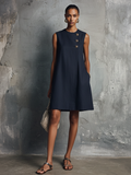 Lucille™ Vestido recto asimétrico con botones