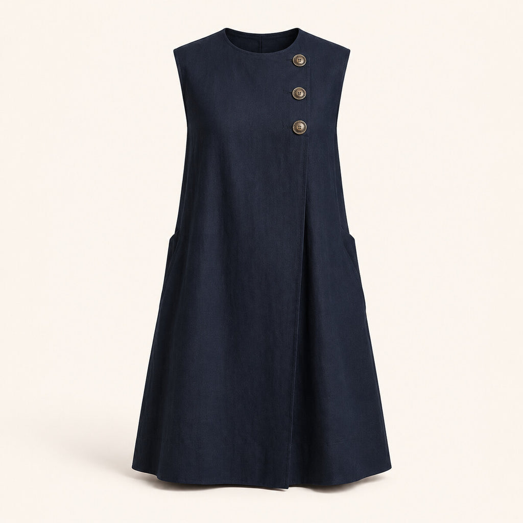 Lucille™ Vestido recto asimétrico con botones
