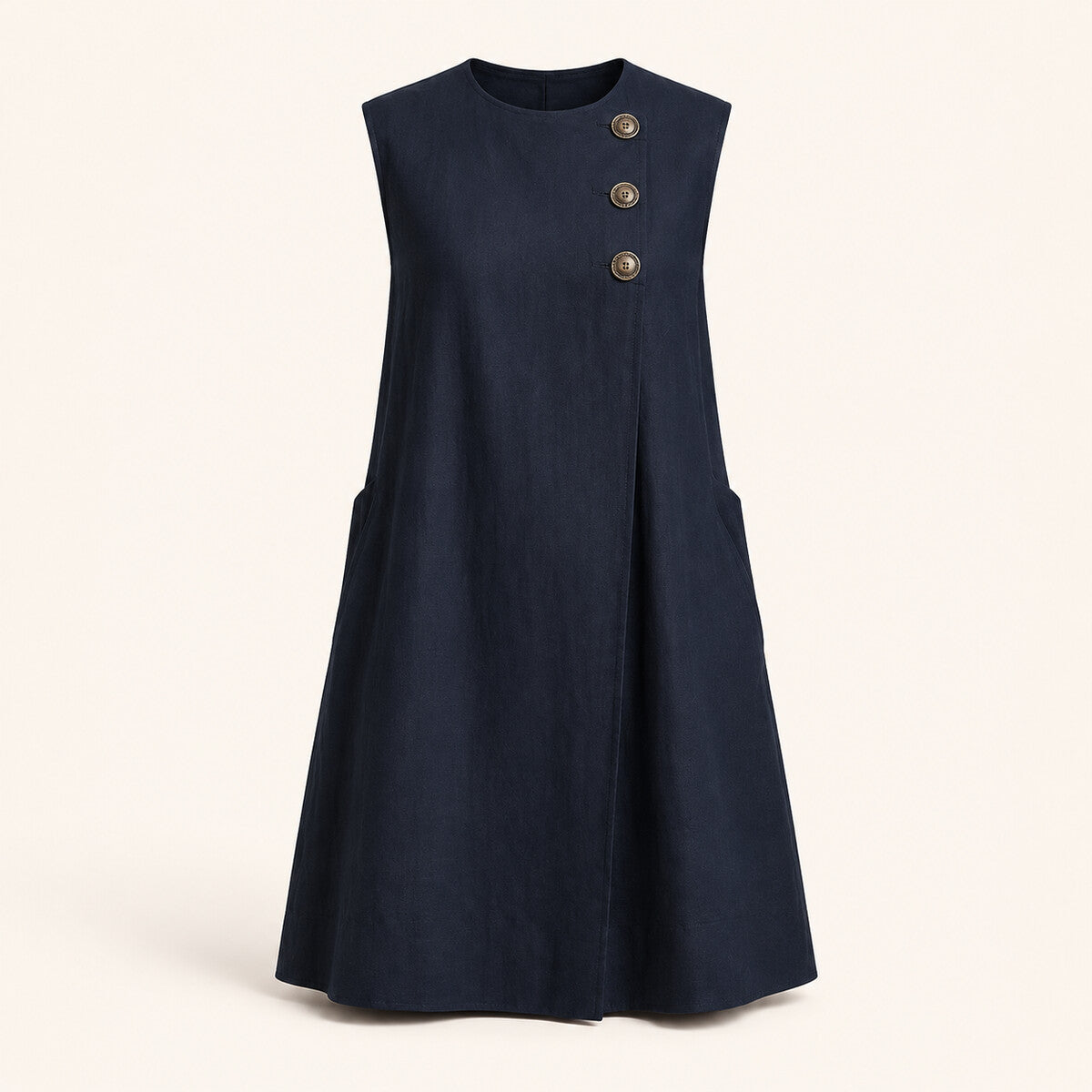 Lucille™ Vestido recto asimétrico con botones