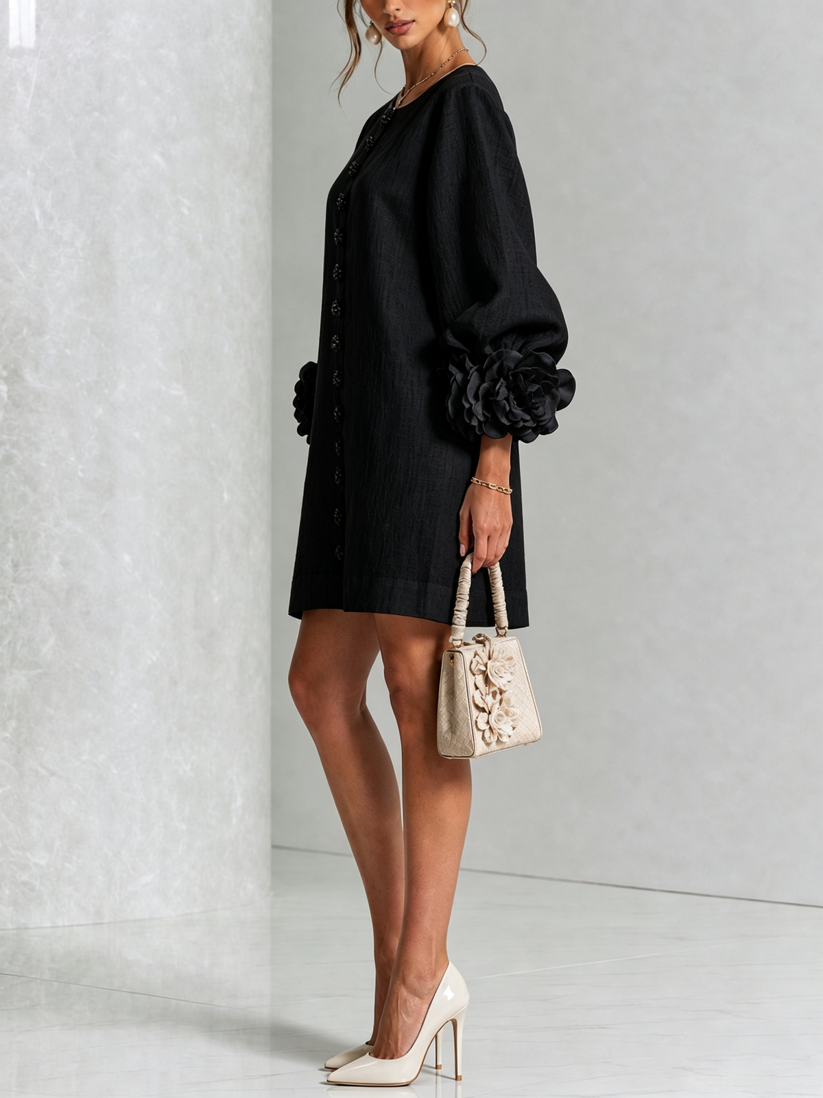 Henrietta™ Vestido corto con botones frontales y estampado floral