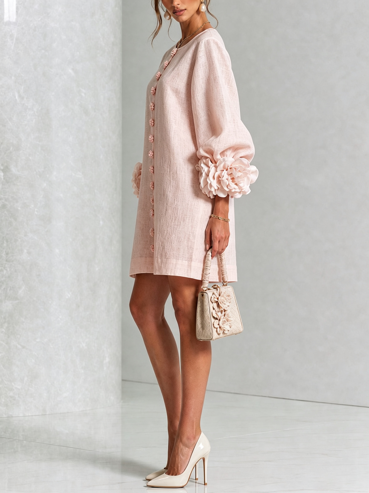 Henrietta™ Vestido corto con botones frontales y estampado floral