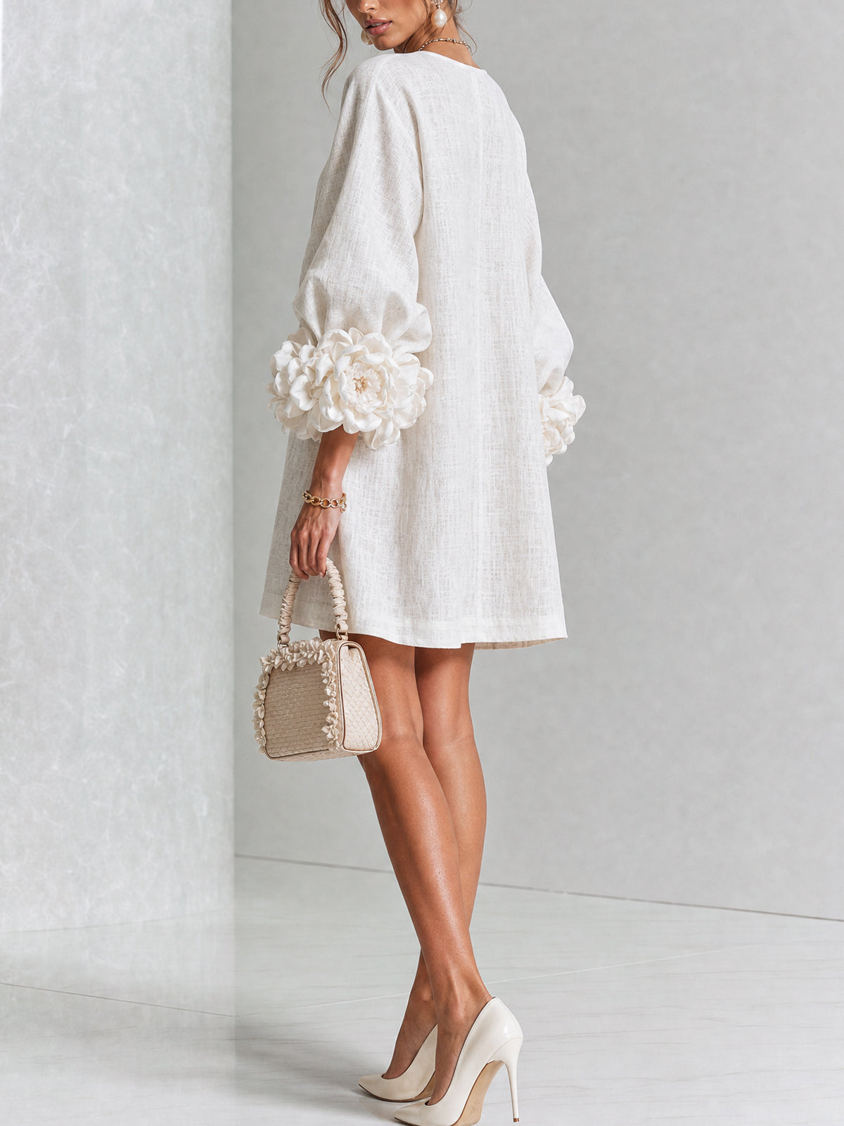 Henrietta™ Vestido corto con botones frontales y estampado floral