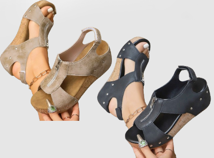 Isabel | Sandalias de cuña con puntera abierta