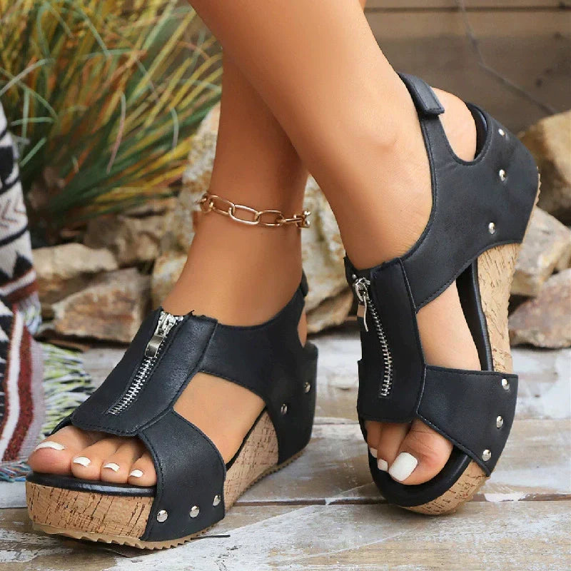 Isabel | Sandalias de cuña con puntera abierta